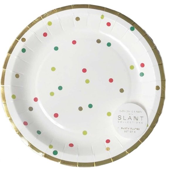 Holiday Red and Green Polka Dot Paper Plates - Picture 1 of 1